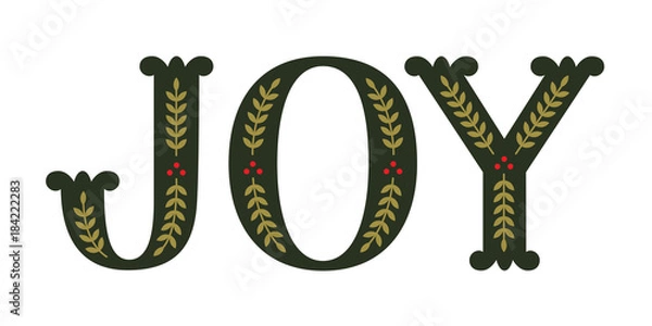 Fototapeta kbecca_vector_joy_dropcap_handlettered_christmas