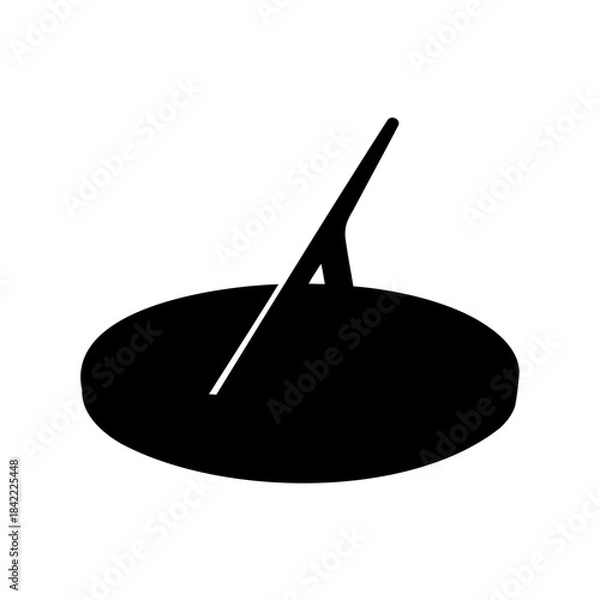Fototapeta A simple silhouette of a sundial isolated on a white background illustration
