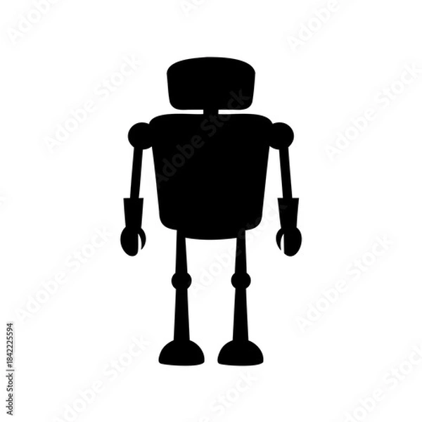 Fototapeta Silhouette of a simple robot with a rectangular head and long legs