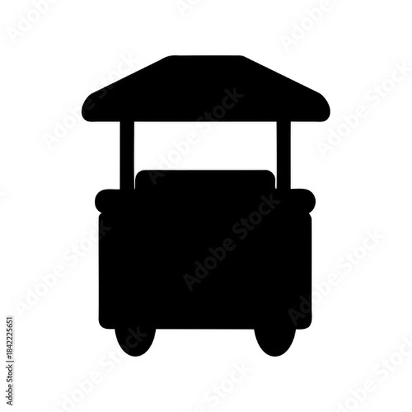 Fototapeta Simplified black silhouette of a vintage style push cart or kiosk