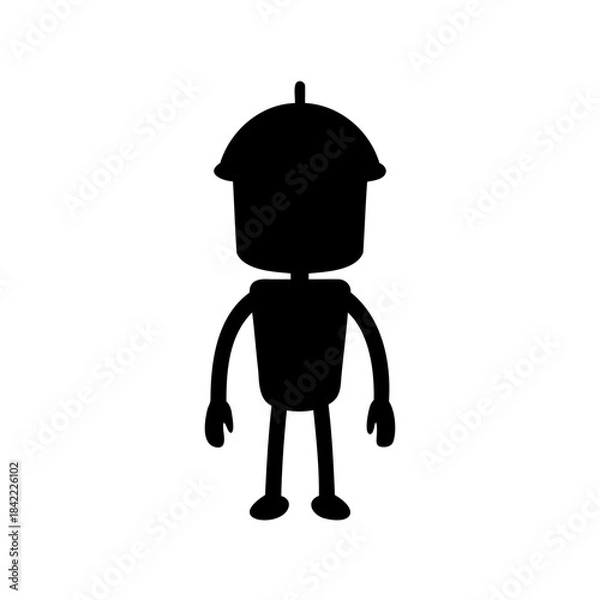 Fototapeta Silhouette of a cute acorn character standing on a white background
