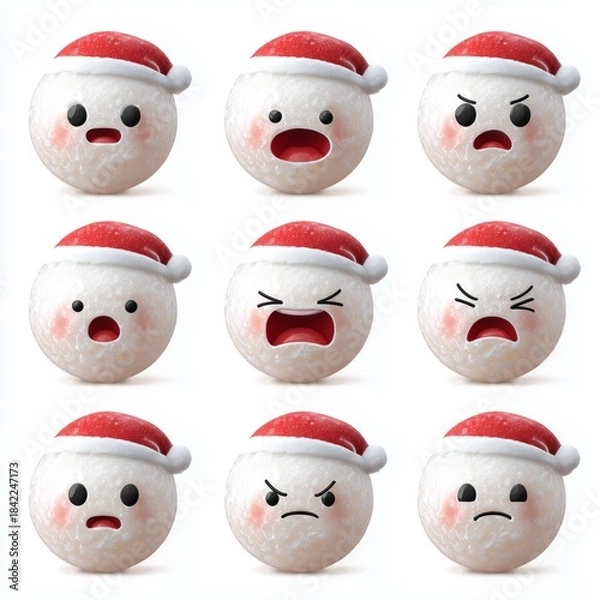 Obraz Round festive snowball emojis 