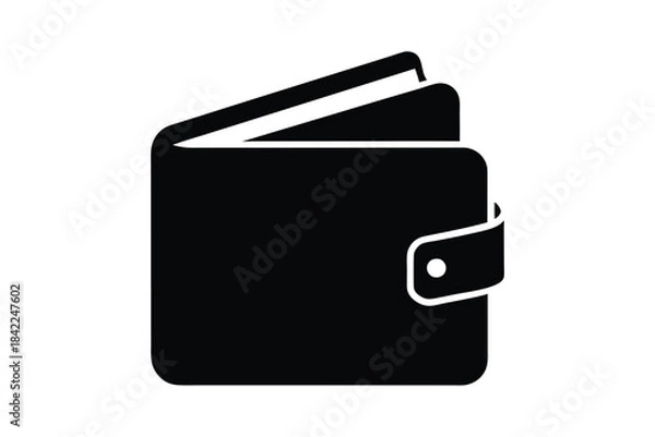 Obraz Black wallet icon simple flat vector illustration isolated on white background