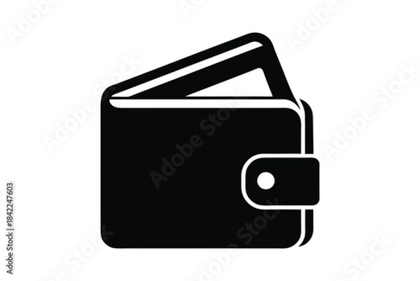 Obraz Black wallet icon simple flat vector illustration isolated on white background
