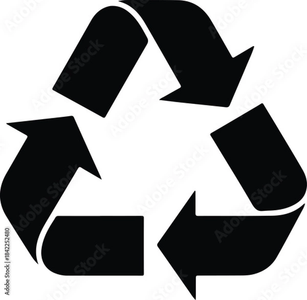 Fototapeta Recycle symbol vector icon, Black recycling sign with three arrows.