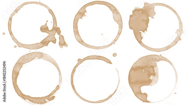 Fototapeta Coffee cup stain, isolated on transparent background.
