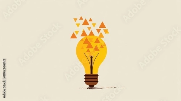 Fototapeta A stylized incandescent light bulb emits a warm yellow glow with a brown base,