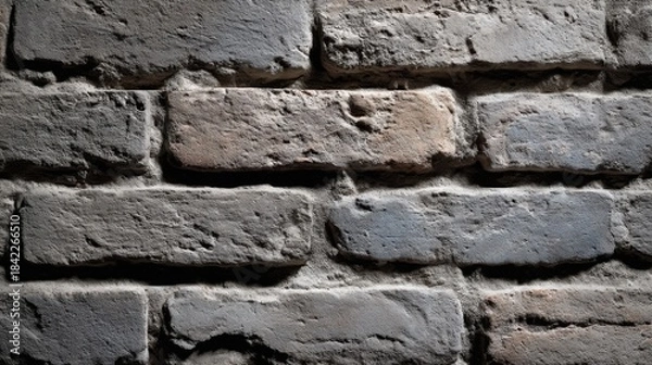 Fototapeta Muted brick wall surface with textured patterns and subtle color variations under soft lighting conditions.