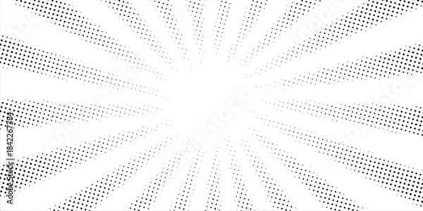 Fototapeta fun beautiful black and white shadow halftones retro pop art funky urban colorful comic book. Dotted halftone gradient texture. Vanishing polka dot background. Repeating dots gradation pattern backgro