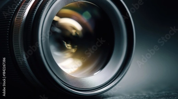 Fototapeta Close-up of a camera lens with glass elements,