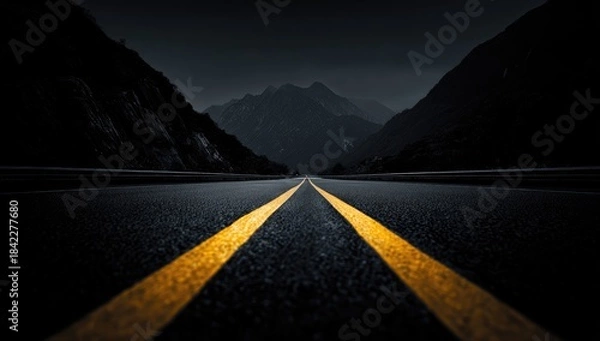 Obraz Dark, empty road stretching to mountains