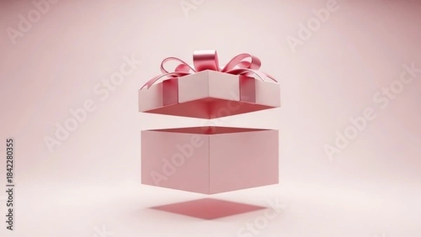 Fototapeta Open pink gift box with transparent background