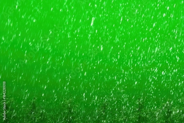 Obraz A vibrant, simulated rain shower descends against a bright green backdrop, over a dark green base