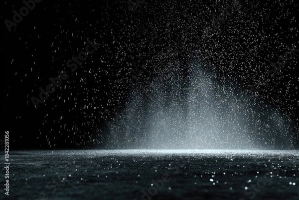 Obraz Dramatic shot of water droplets illuminated against a dark background, creating an abstract effect