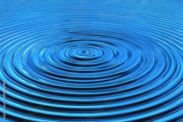 Obraz Animated, concentric ripples emanating from a central point, rendered in brilliant blue