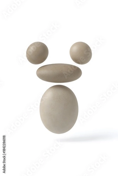 Fototapeta Four beige medical pills create a playful face composition on a white background