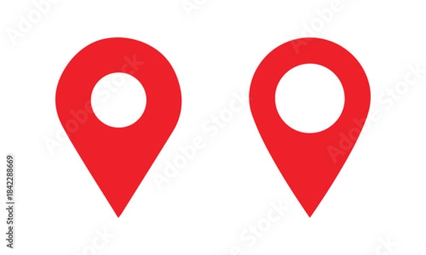 Fototapeta Red marker with a white dot on it, Location map icon vector, location Icon Clip art. Simple red map pin icon. vector illustration eps file. 