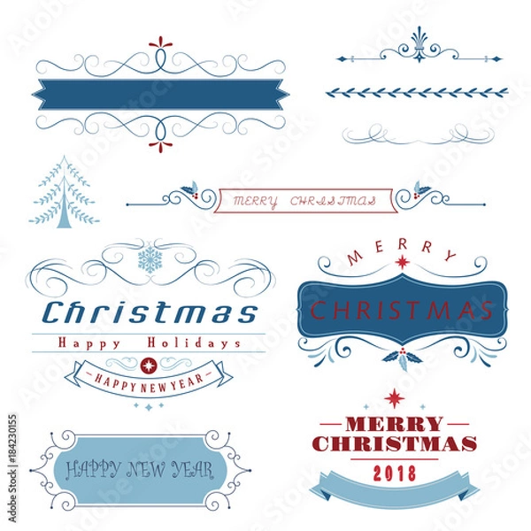 Obraz Ornate vintage design elements with Christmas