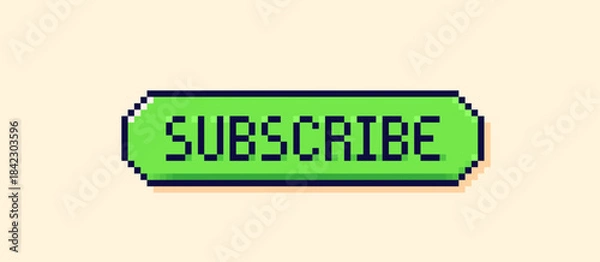 Fototapeta Pixel art user interface button. Green Subscribe speech bubble.