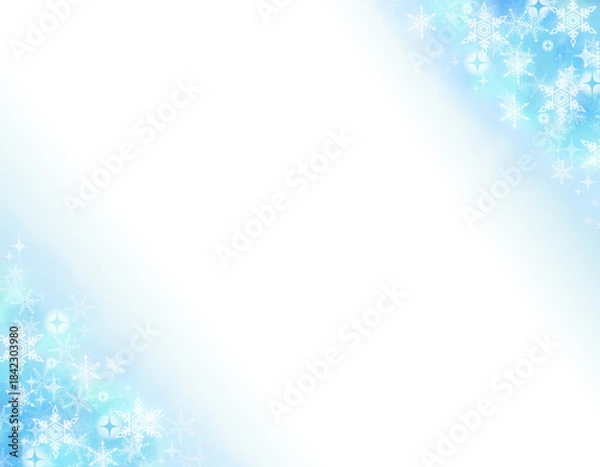 Obraz Snowflake Frame on Light Blue Watercolor Gradient Background