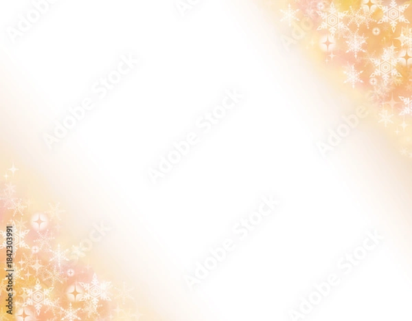 Obraz Snowflake Frame on Orange Watercolor Gradient Background