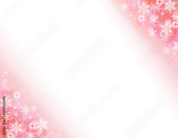 Obraz Snowflake Frame on Red Watercolor Gradient Background