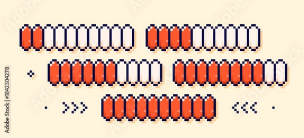 Fototapeta A red pixel art bar showing game progress and remaining lives.