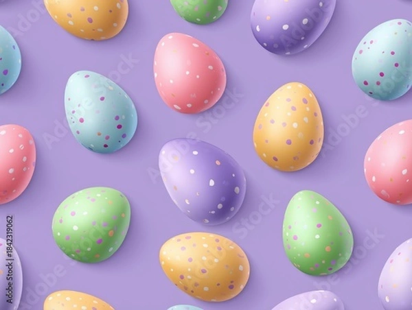 Obraz Colorful decorated easter eggs pattern on purple background