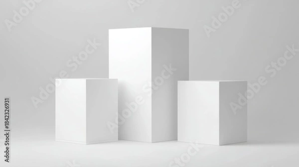 Fototapeta Three rectangular blocks arranged closely on a plain background with smooth surfaces and sharp edges,