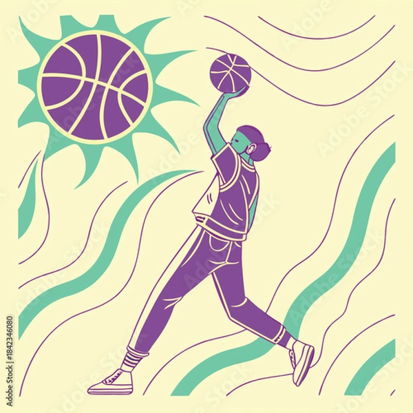 Fototapeta sphere-gradient-flows-seamlessly-in-liquid-background  