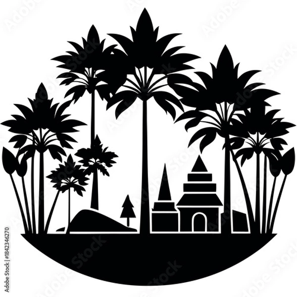 Fototapeta Thailand-trees-and-grass--no-overlap-skyline 