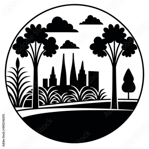 Fototapeta Thailand-trees-and-grass--no-overlap-skyline 