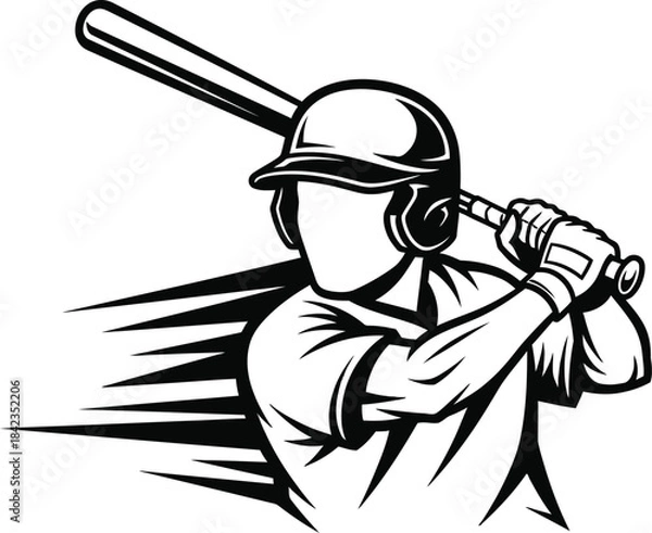 Obraz Baseball player Vector Illustration with baseball bat