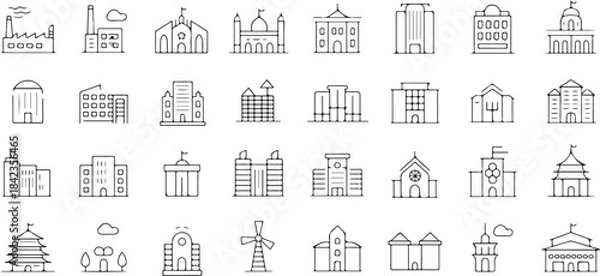 Obraz Building line icons set .