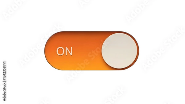 Fototapeta Vector illustration of an orange toggle switch button with on text isolated on transparent background