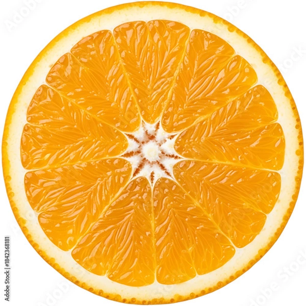 Obraz Orange slice isolated on transparent background with vibrant orange color and star shaped core