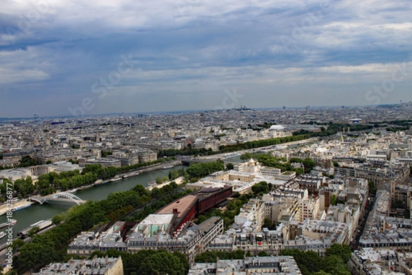 Fototapeta A slice of Paris and the river as seen from the Eiffel tower.