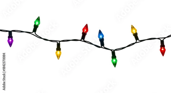 Obraz Colorful christmas string lights isolated on transparent background