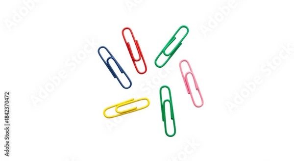 Obraz Neon paper clips isolated on transparent background