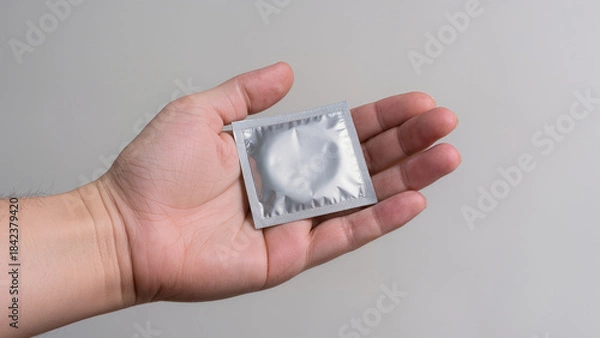 Obraz Hand with condom to prevent