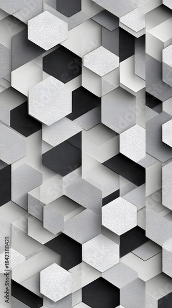 Fototapeta Minimalist Pattern of Interlocking Hexagons Abstract Geometric Design