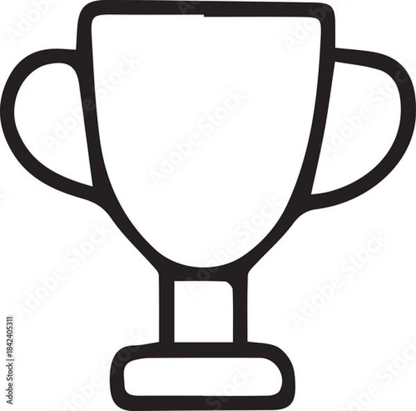 Fototapeta Vector illustration of a champion trophy in clean stylized line art, perfect for sports themes, competitions, awards, victory graphics, celebration designs, achievement icons and modern digital projec