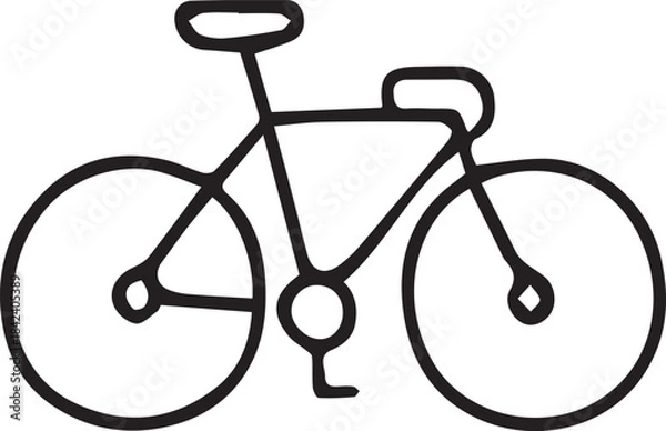 Fototapeta Stylized vector illustration of a bicycle in clean simple line art, perfect for travel themes, sport designs, eco-transport concepts, healthy lifestyle projects, posters, stickers and modern digital g
