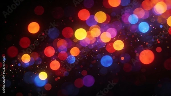 Fototapeta A mesmerizing abstract background of vibrant and colorful bokeh lights with sparkling particles