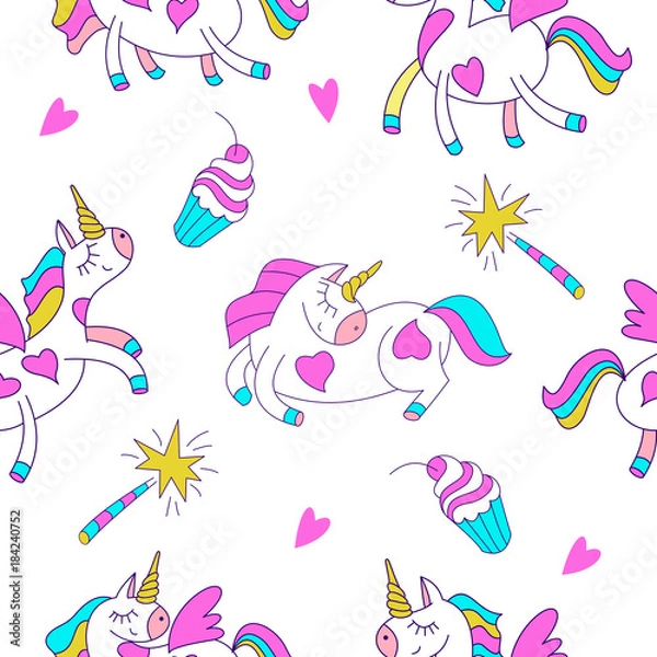 Fototapeta Unicorns seamless pattern