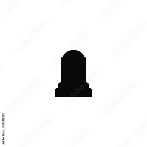 Obraz Gravestone silhouette vector flat illustration design.