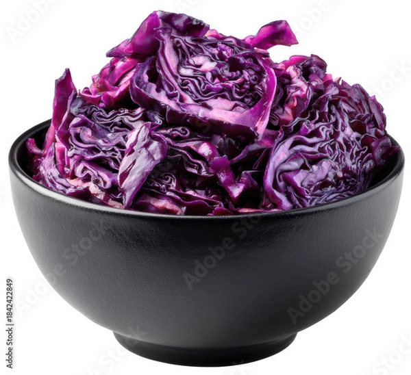 Fototapeta cabbage chopped in a black bowl isolated on transparent background