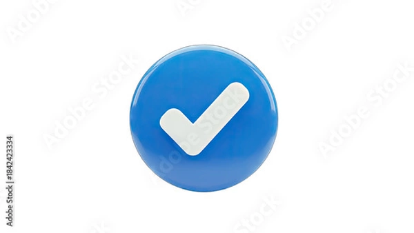 Obraz 3D Blue Checkmark Icon on White Background