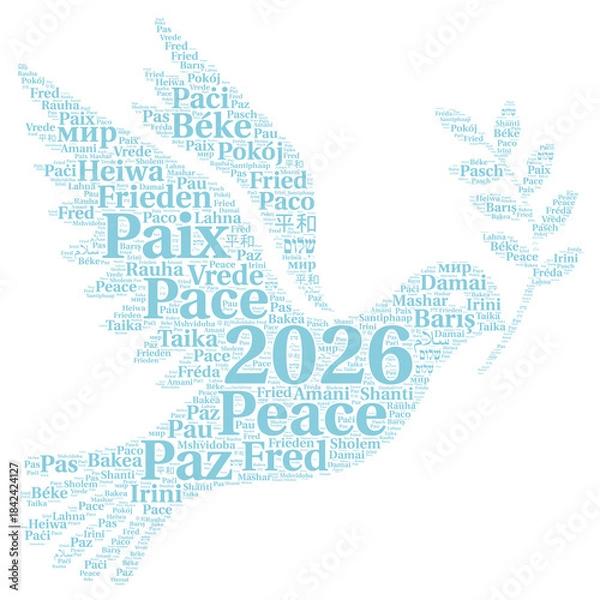 Obraz Peace 2026 in different languages word cloud
