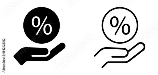 Obraz Promotion and offer icon. Percentage and hand symbol. Price reductions. Discount sign